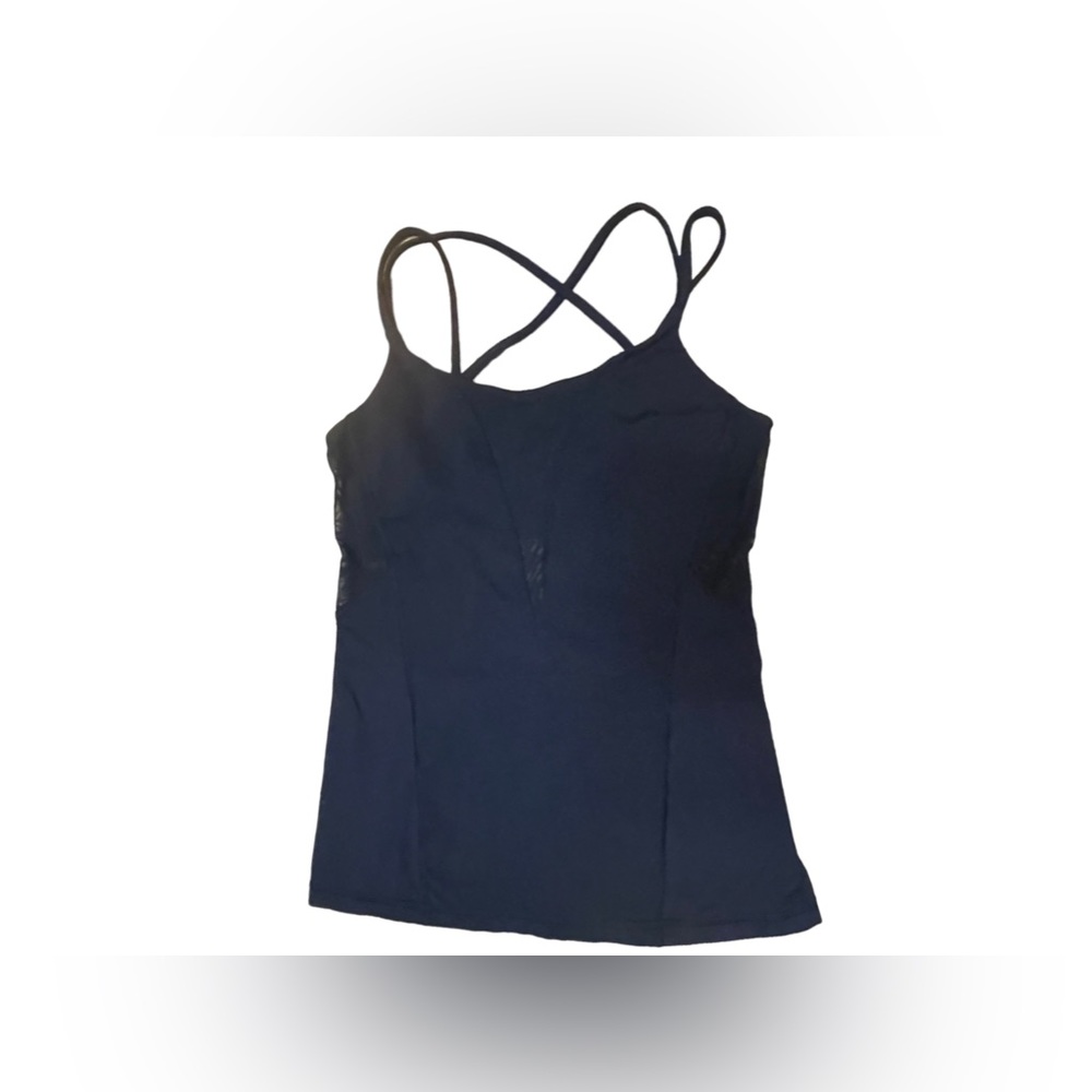 Lululemon Built in Bra Mesh Detail Black Top - Picture 2 of 6